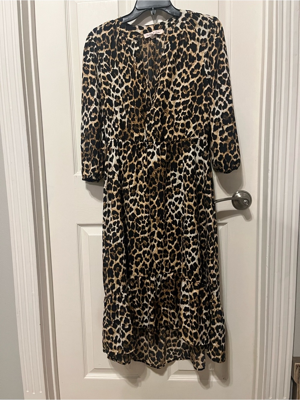 Leopard Print Midi Dress - Brown & Black